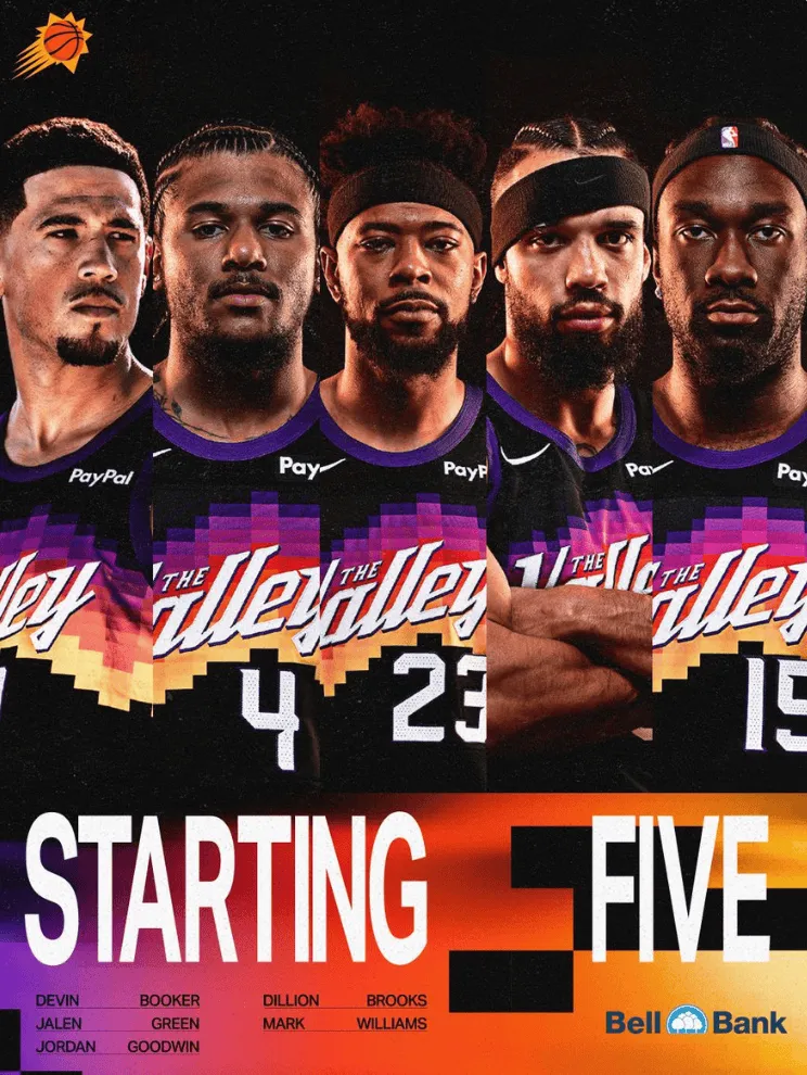 乐鱼-太阳今日首发：布克、杰伦-格林、古德温、狄龙和马威