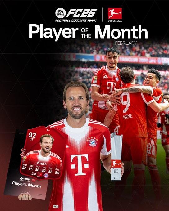 乐鱼官方入口-4场比赛8球1助，凯恩当选德甲二月最佳球员